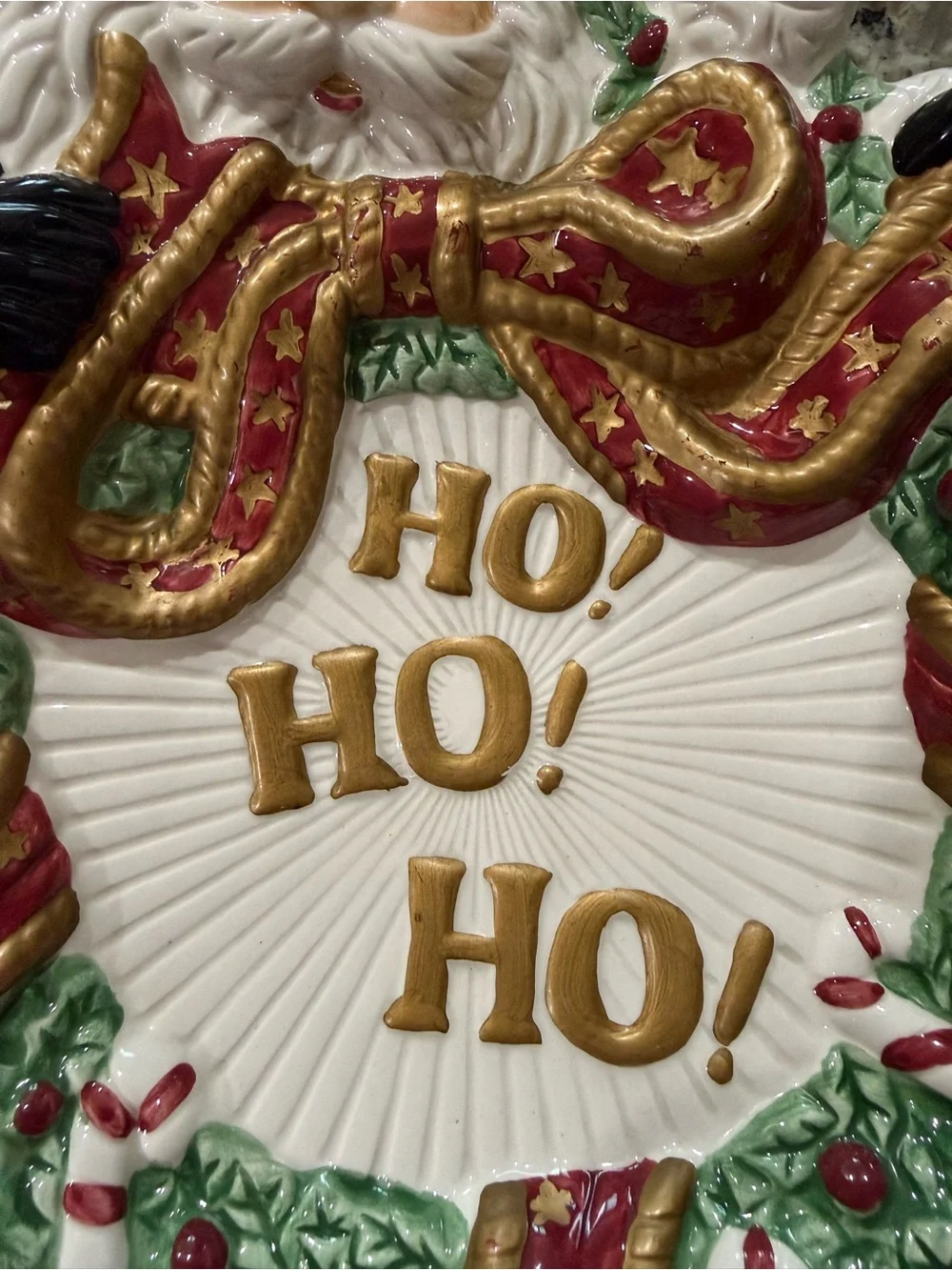 Vintage Fitz and Floyd Christmas Plate “HO, HO, HO”
